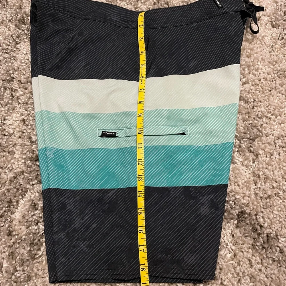 O'Neill Black and Green Striped‎ Board Shorts